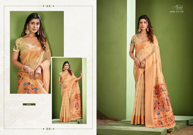 Ajara Cotton By Aura Designer Party Wear Sarees Catalog